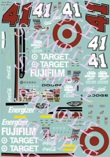 #41 Target House Dodge 1/32nd Scale Slot Car Decals 