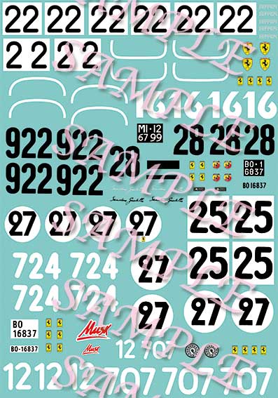 1/25th Scale Waterslide Decals #90 Louise's Place FERRARI A 1/24th 